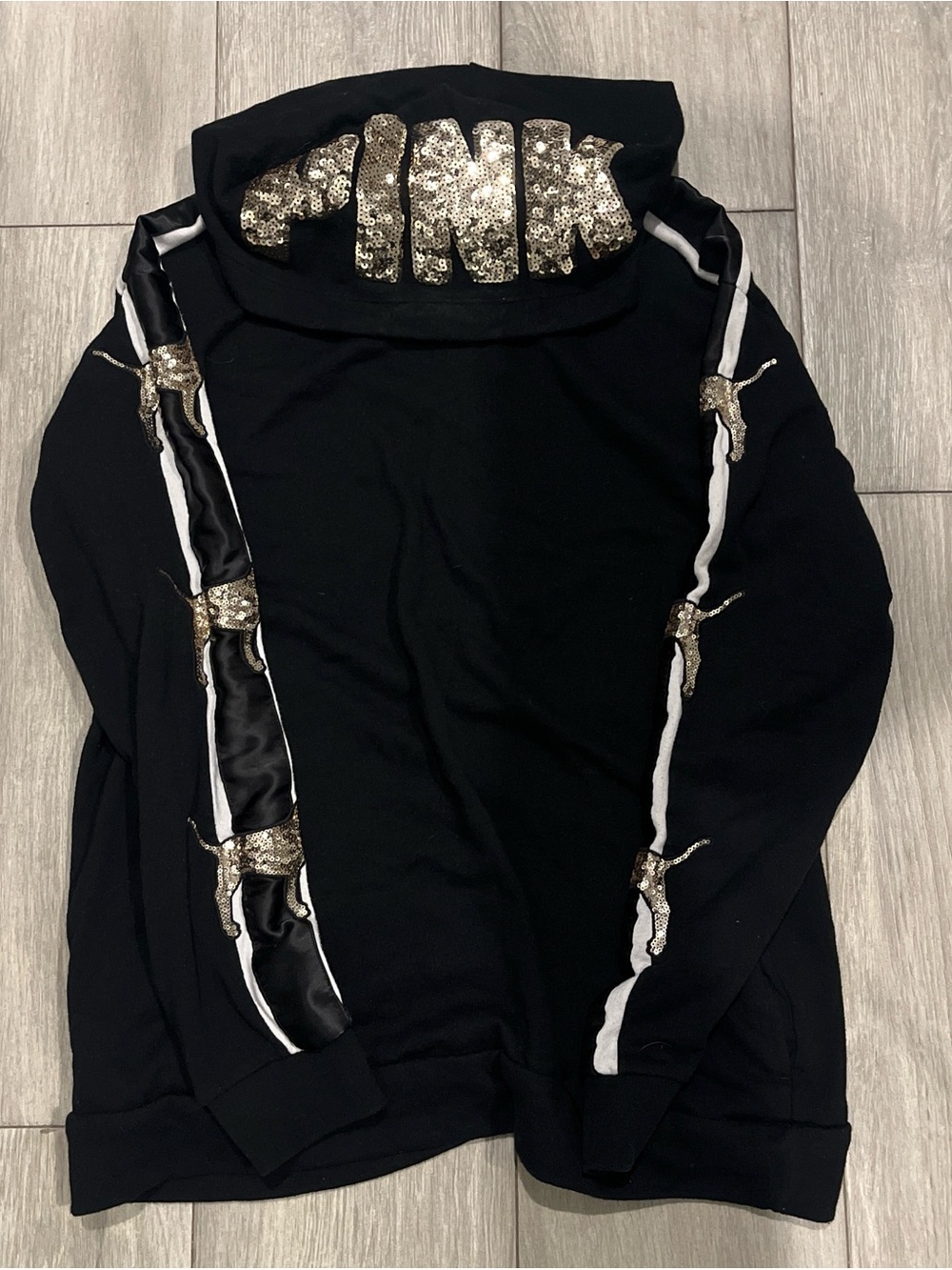 VS PINK Black Sequin Accent Hoodie size large